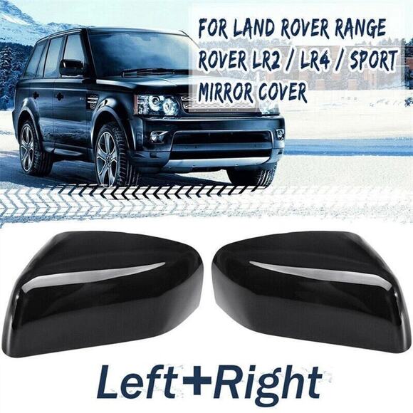 2 Pcs Black Side Mirror Cover Cap Left Right for Land Rover Range Rover LR2 LR4 - Picture 1 of 10